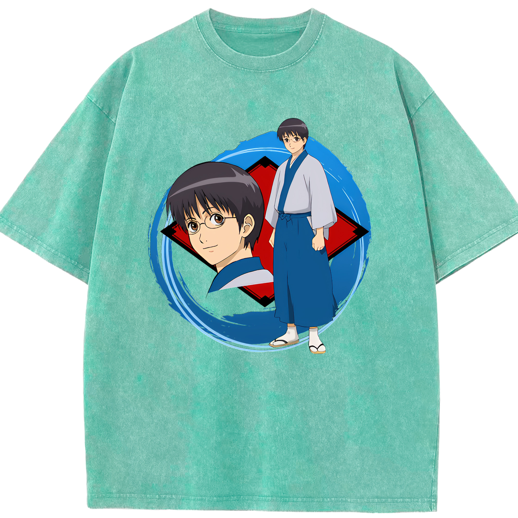 （画像用） ぎんたま 坂田銀時（さかたぎんとき） 神楽 志村新八（しむら しんぱち） GINTAMA Sakata Gintoki Kagura Shimura Shinpachi 綿100% ヴィンテージ風 半袖Tシャツ（フロントプリント）